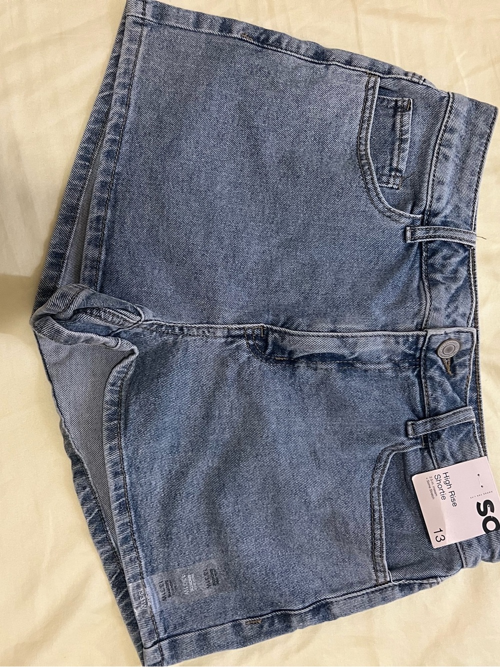 High-Rise Women's Denim Shorts - Light Blue